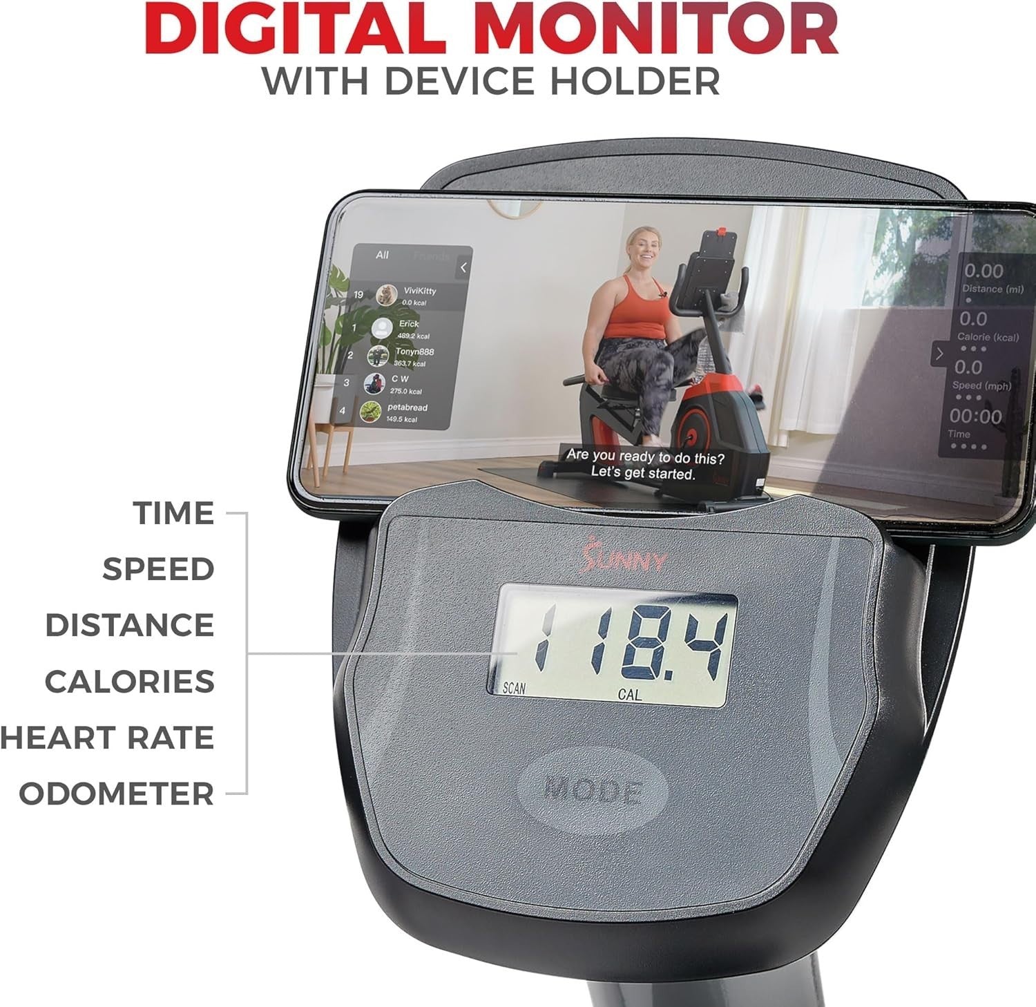 Recumbent Exercise Bike Magnetic LCD Heart Rate Adjustable Seat Quiet Home