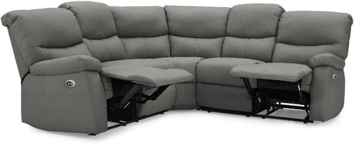 Recliner Corner Sofa 5 Seater Dark Grey Faux Leather | Electric Seats & Armrests