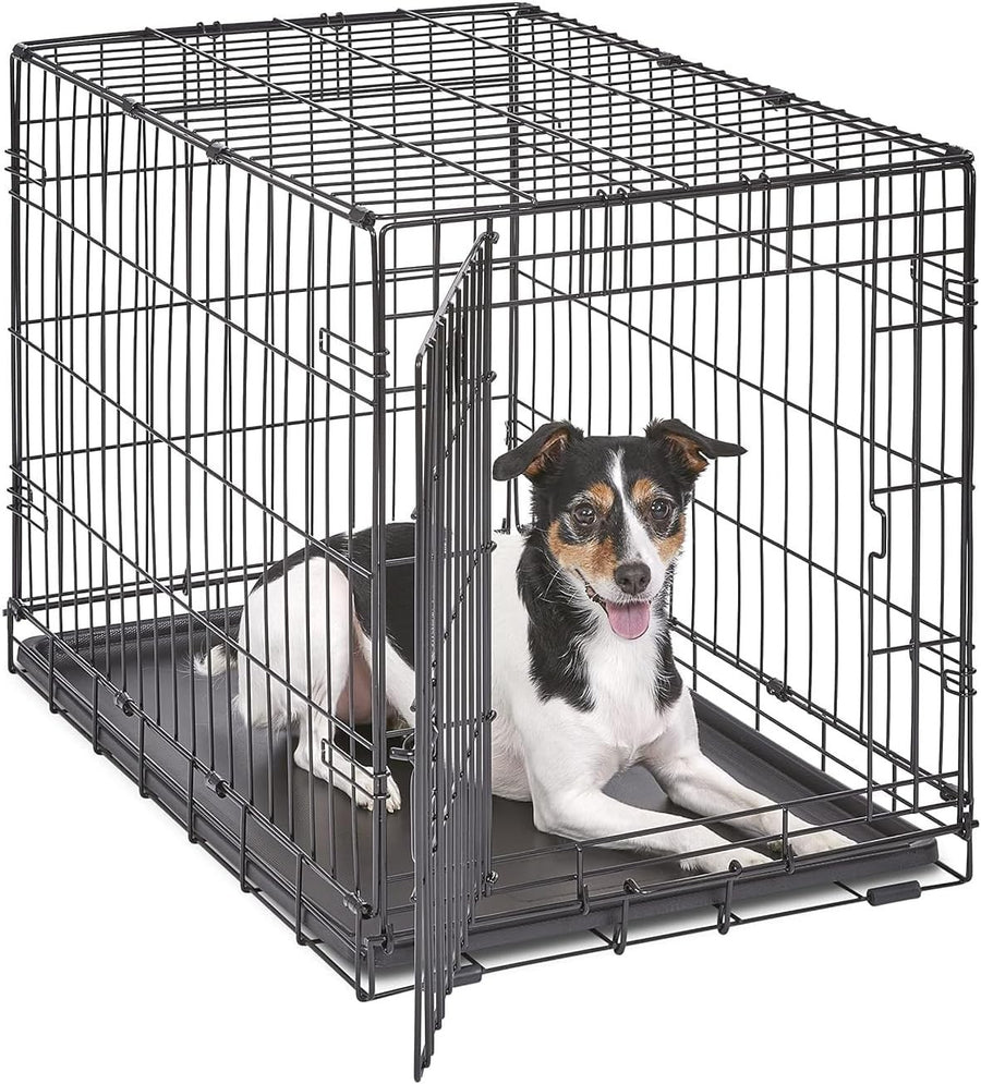 Portable Single Door Dog Crate 77cm with Divider, Leak-Proof Pan & Secure Lock