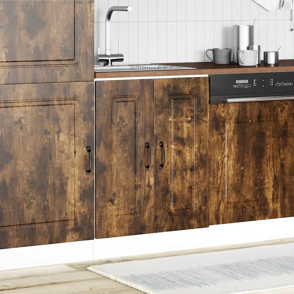 Rustic Oak Bathroom Vanity Cabinet 60cm Under Sink Storage Unit with Double Door