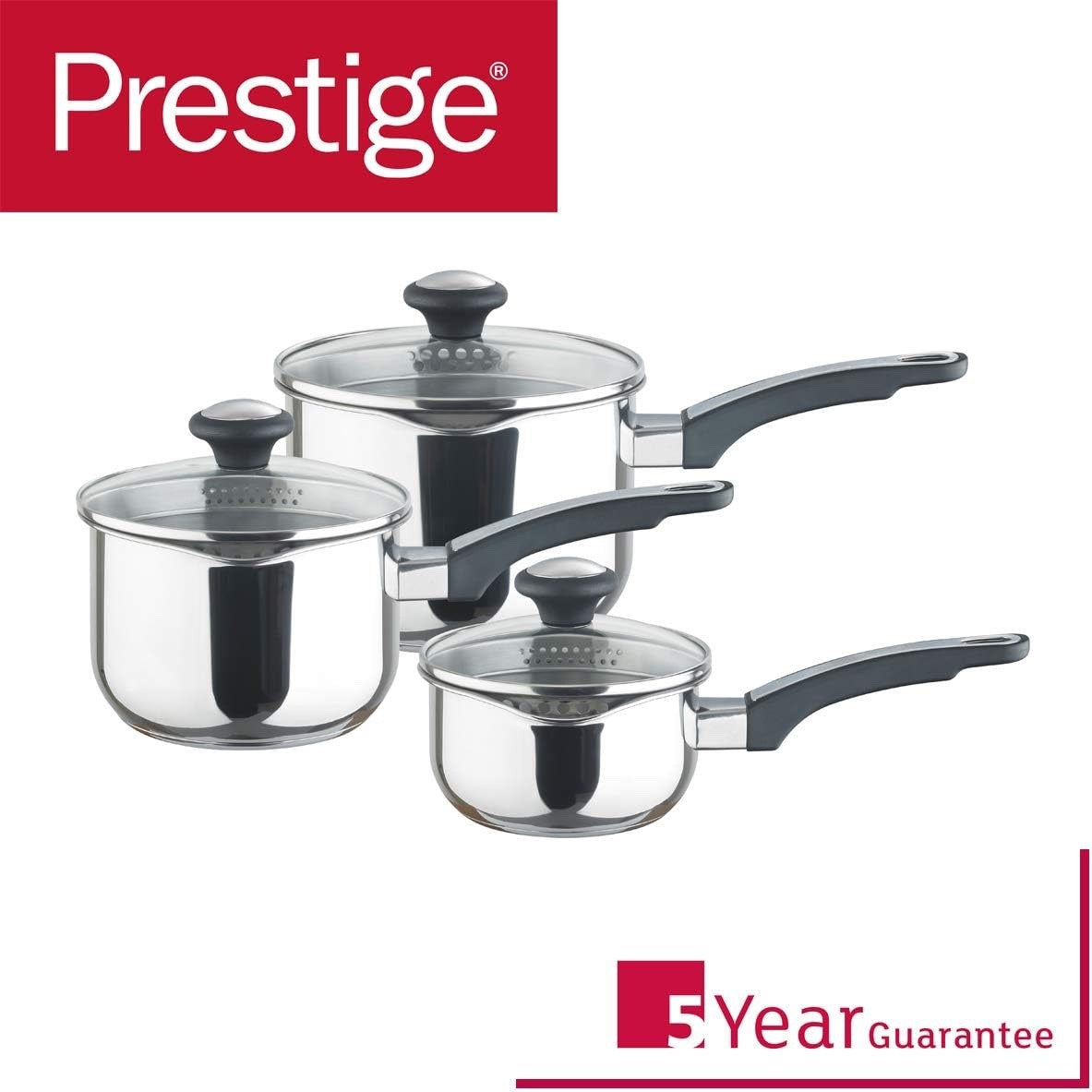 3Pcs Stainless Steel Saucepan Set 14 16 18cm Induction Oven Dishwasher Safe