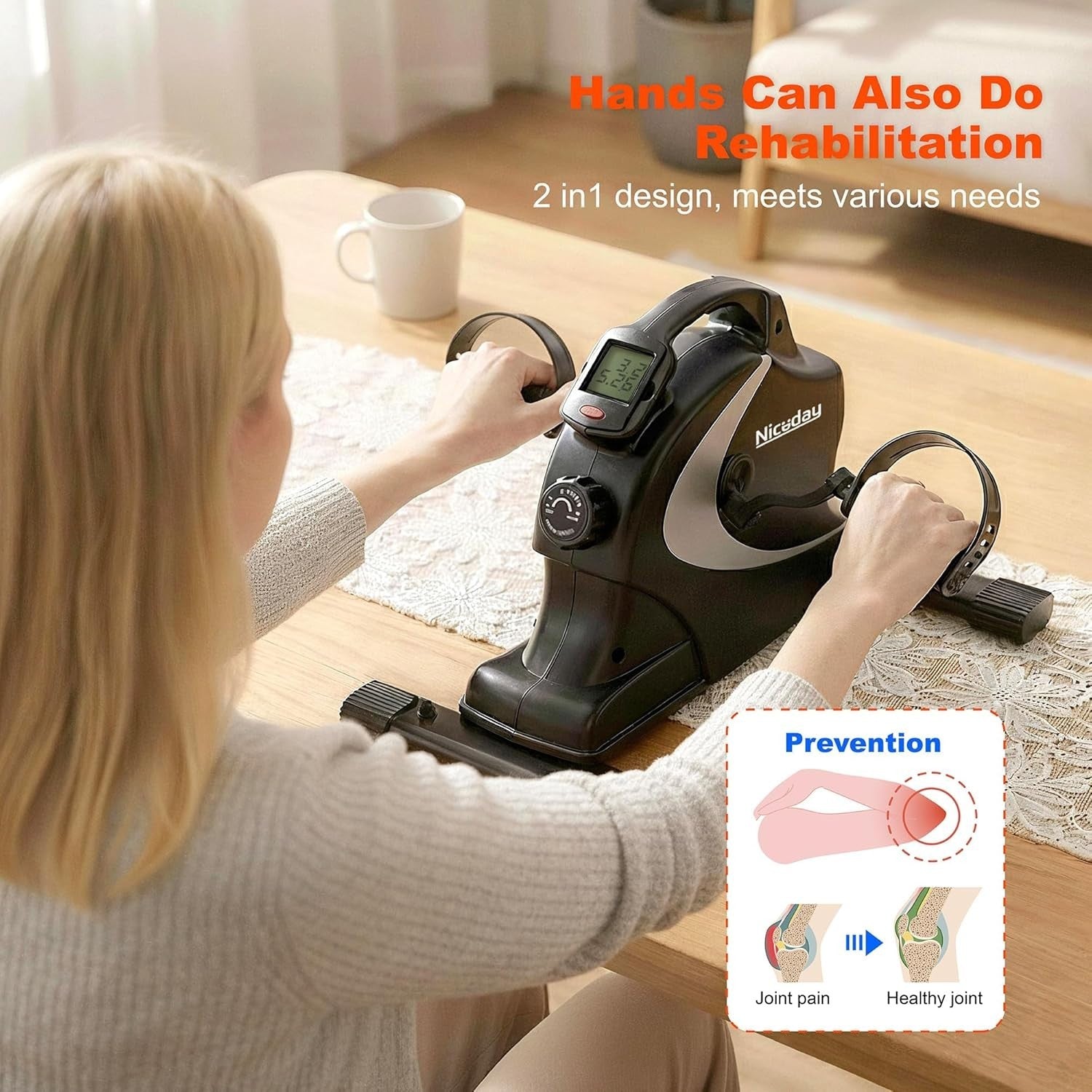 Under Desk Exercise Bike Pedal Exerciser 8 Level Magnetic Resistance