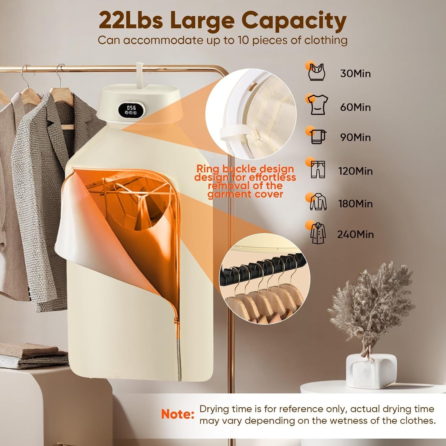 600W Portable Electric Clothes Dryer UV Heated Airer Hanging Mini Indoor