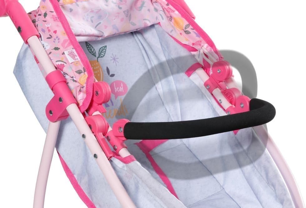 Doll Pram Jogger Pushchair Folding Hood Adjustable Handle 43cm Dolls