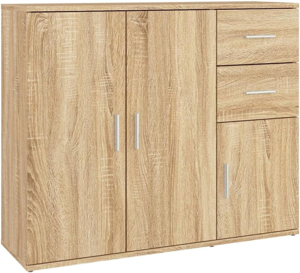 Modern Sonoma Oak Sideboard Storage Cabinet with Spacious Top & 2 Doors