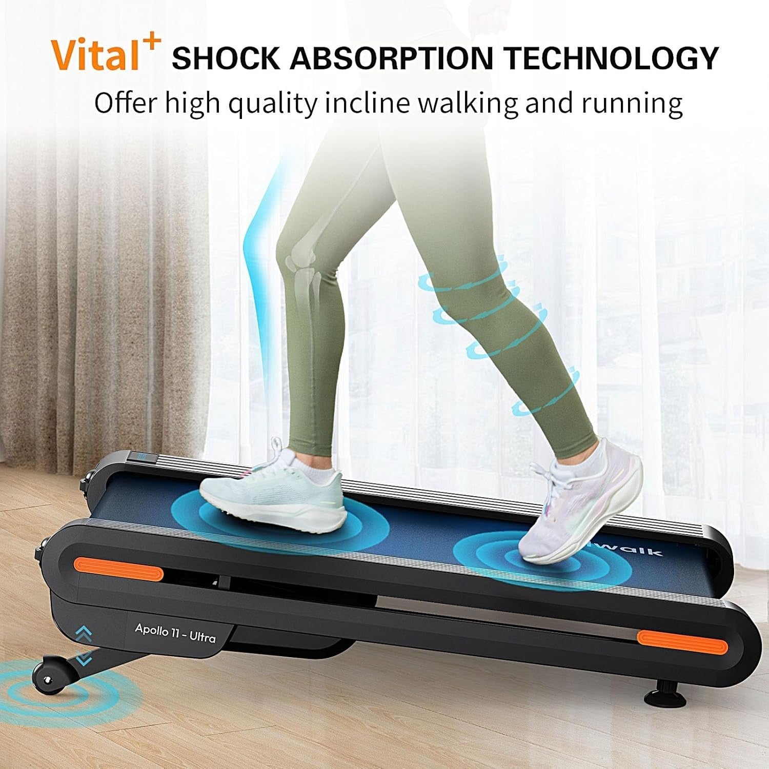 Under Desk Treadmill 110x46cm Full Deck Walking Pad Auto Incline Home Office