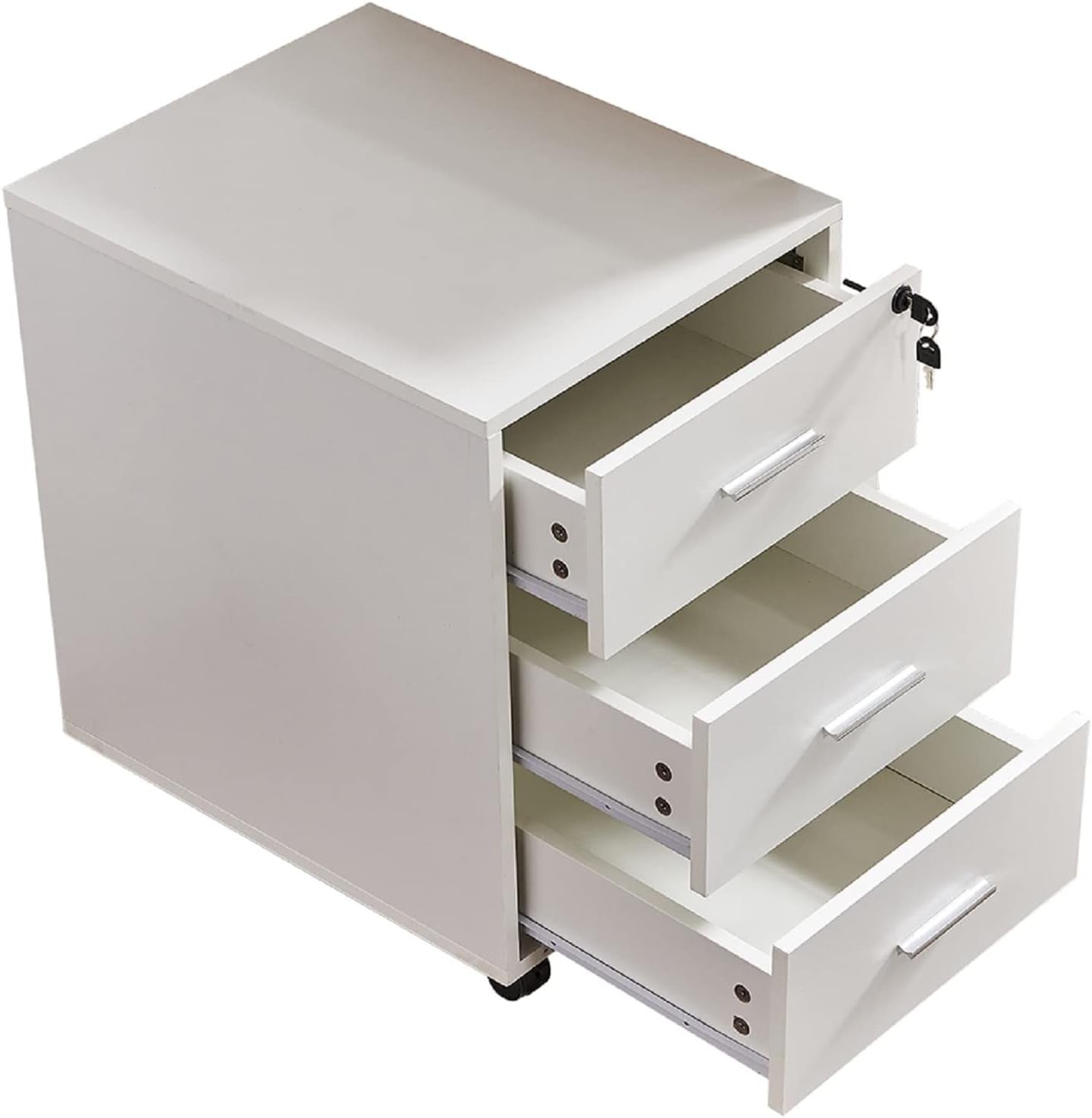 Lockable Rolling 3 Drawer File Cabinet Under Desk Printer Storage