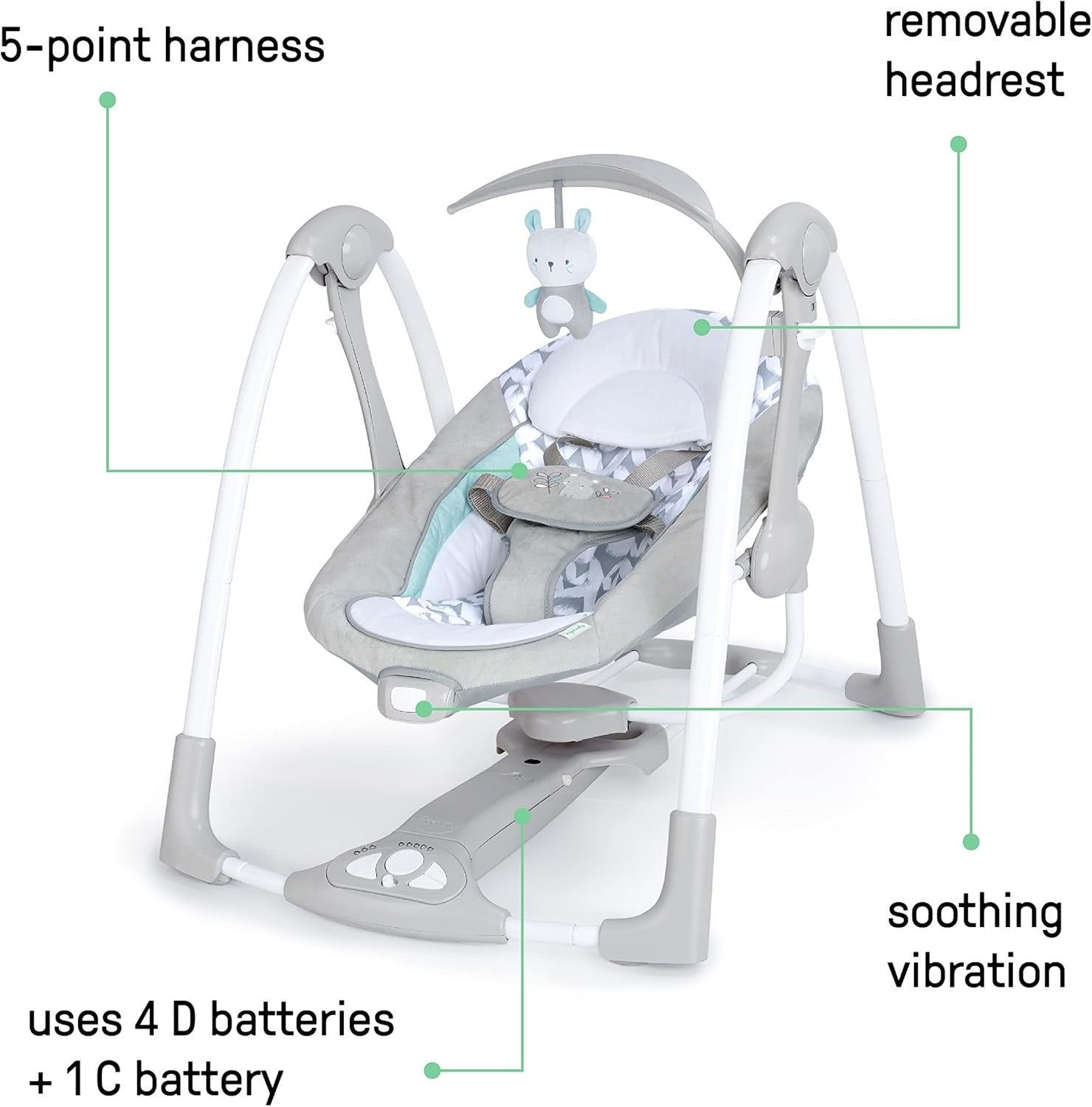 2in1 Baby Swing and Infant Seat with Music Vibrations Adjustable Portable