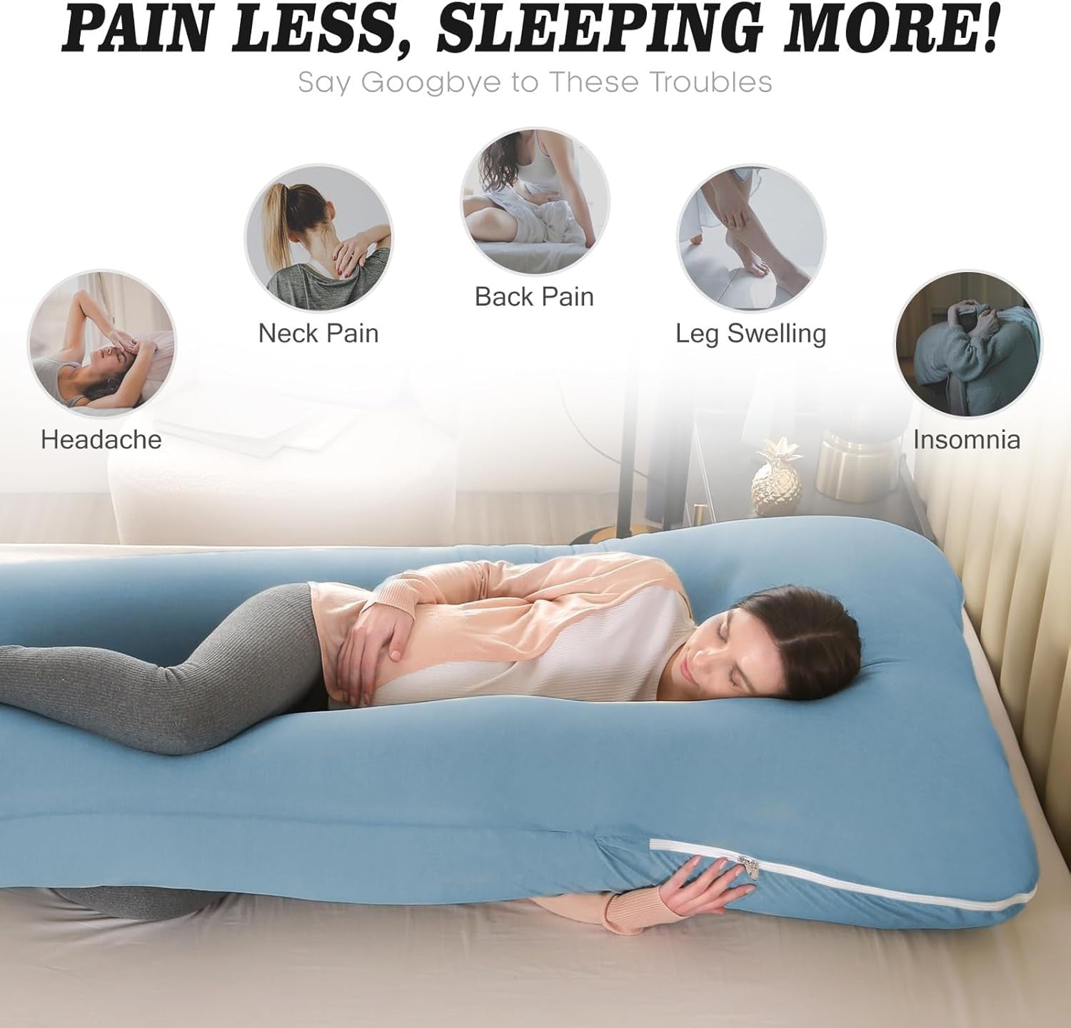 Pregnancy Pillow U Shaped Full Body Maternity Support Pillow 160x78cm Grey
