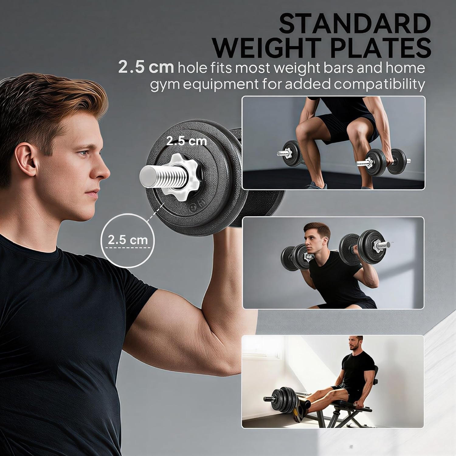 2-in-1 Adjustable Dumbbells Set 20–30kg Cast Iron Home Gym Weights