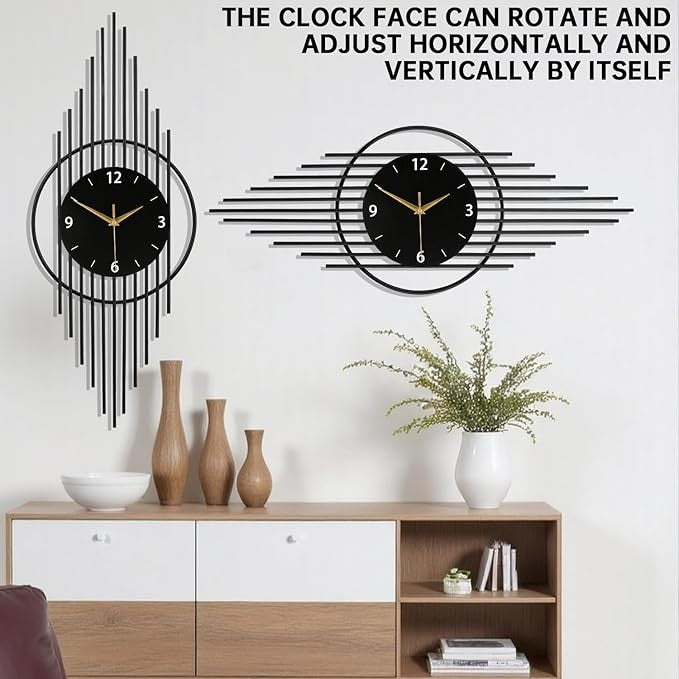 Large Modern Black Wall Clock 30x75cm Silent Pendulum Decorative Home Living