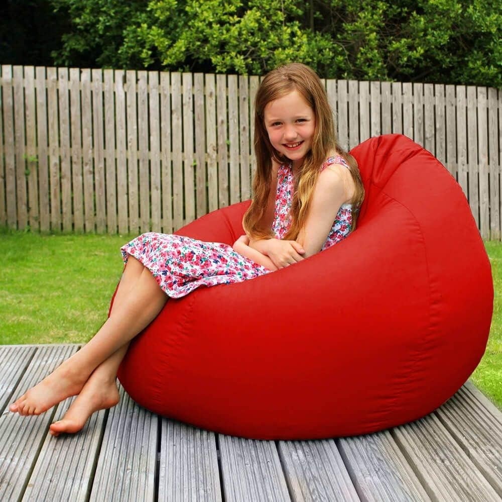Outdoor Bean Bag Chair Adult XL – Waterproof Garden Seat, Red 110x80cm