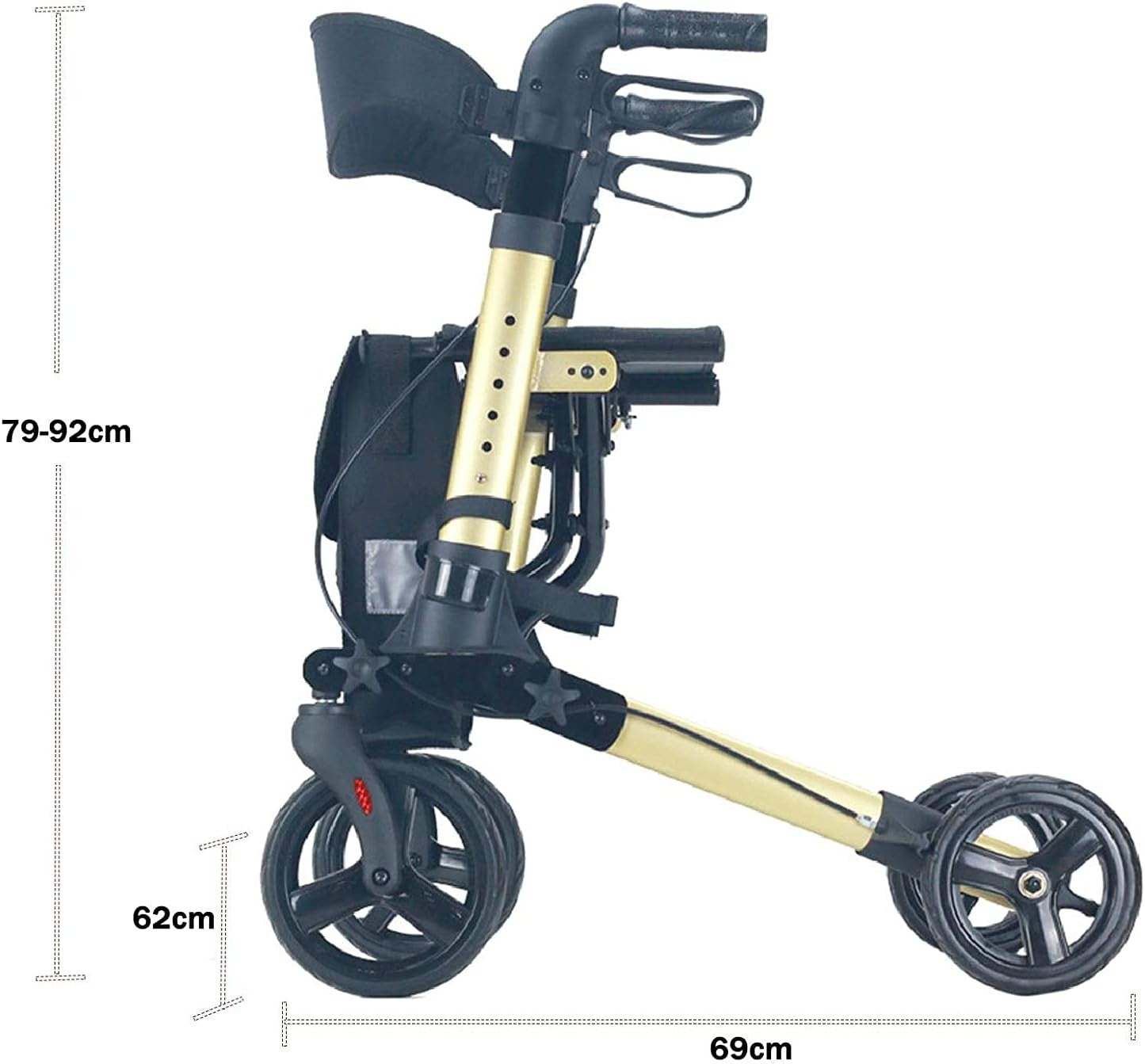 4 Wheel Rollator Walker with Seat Backrest Folding Lightweight Adjustable