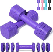 4-in-1 Adjustable Hand Weight Set Non Roll Dumbbells Home Gym Purple