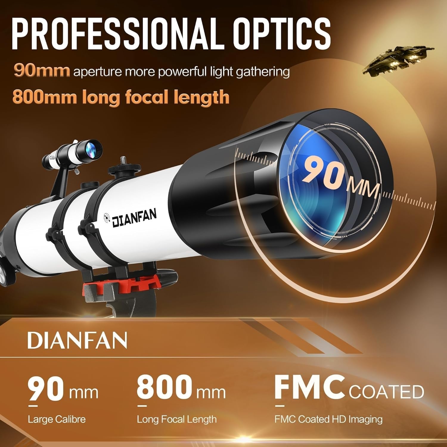 90mm Aperture 800mm Refractor Telescope for Adults & Beginners with Tripod