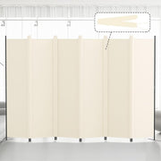 6-Panel Folding Room Divider 6ft Beige Privacy Screen Wall Partition Home Office