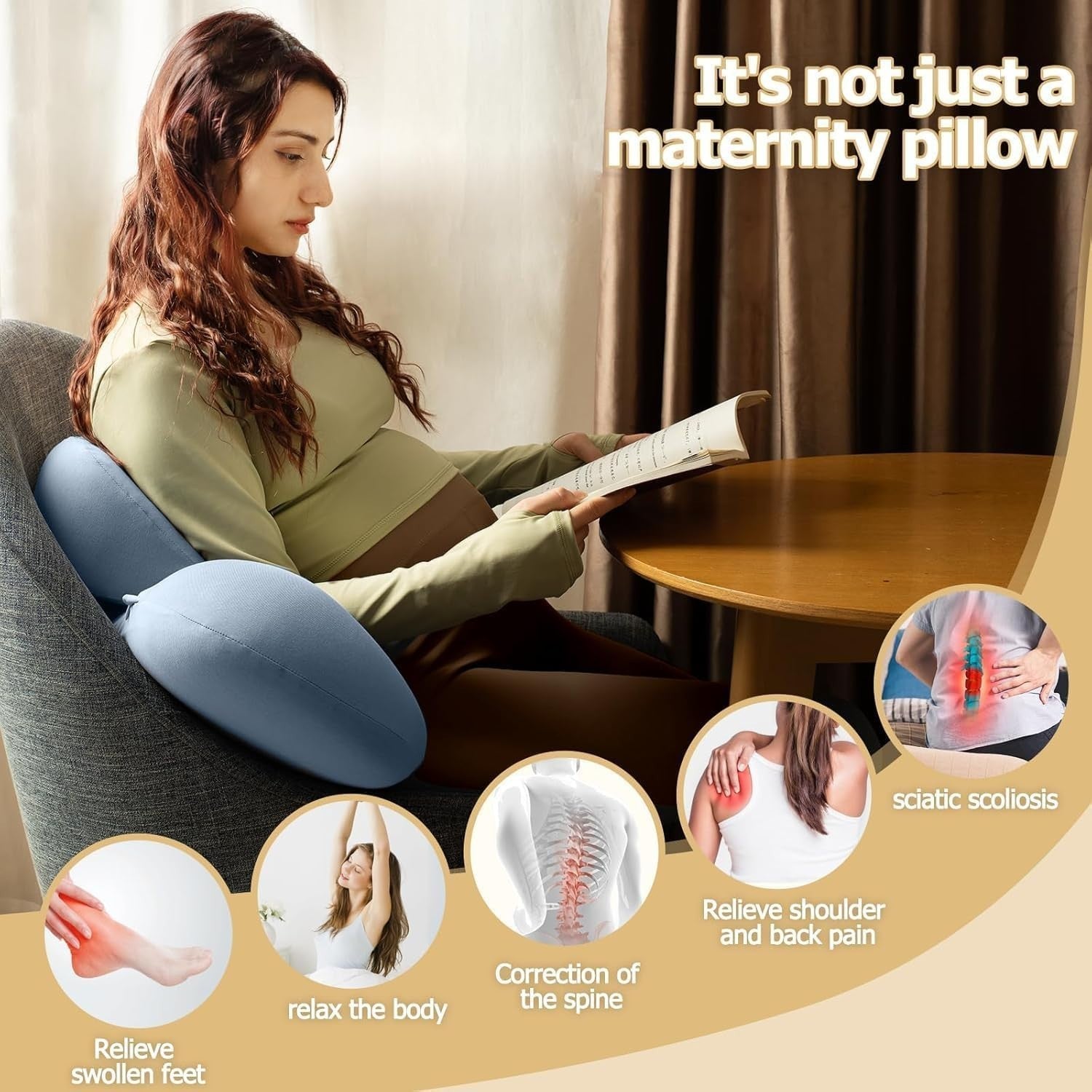 Pregnancy Pillow Side Sleeper Memory Foam Maternity Back Belly Hip Support