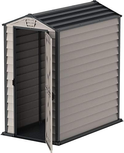 4x6FT Plastic Garden Shed with Floor Lockable Outdoor Weatherproof Storage
