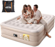 King Size Inflatable Air Mattress Built-In Electric Pump High Airbed 203x152x46