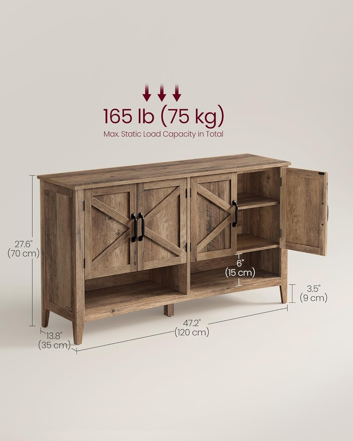 Honey Brown Shoe Cabinet 120x35x70.5cm Adjustable Shelf 12-18 Pair Storage
