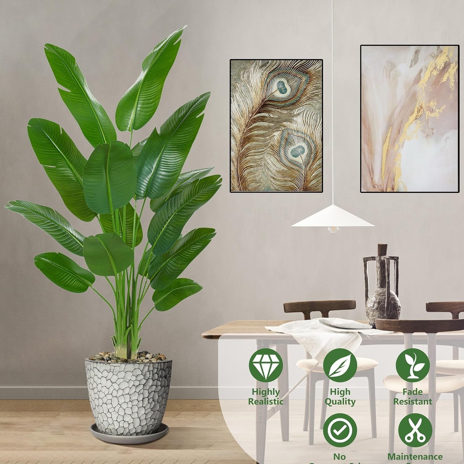 210cm Artificial Bird of Paradise Plant in Weighted Pot Tall Faux Tropical Decor