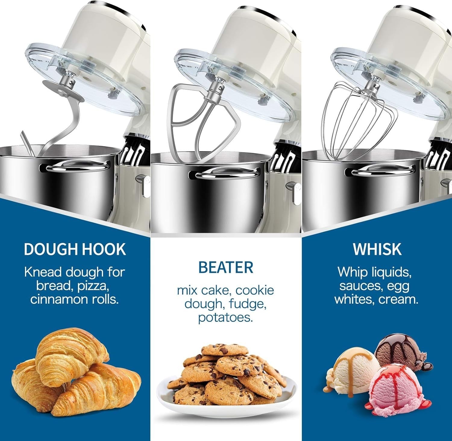 Powerful 1500W Stand Mixer 8L Stainless Steel Bowl 6 Speeds Dough Beater