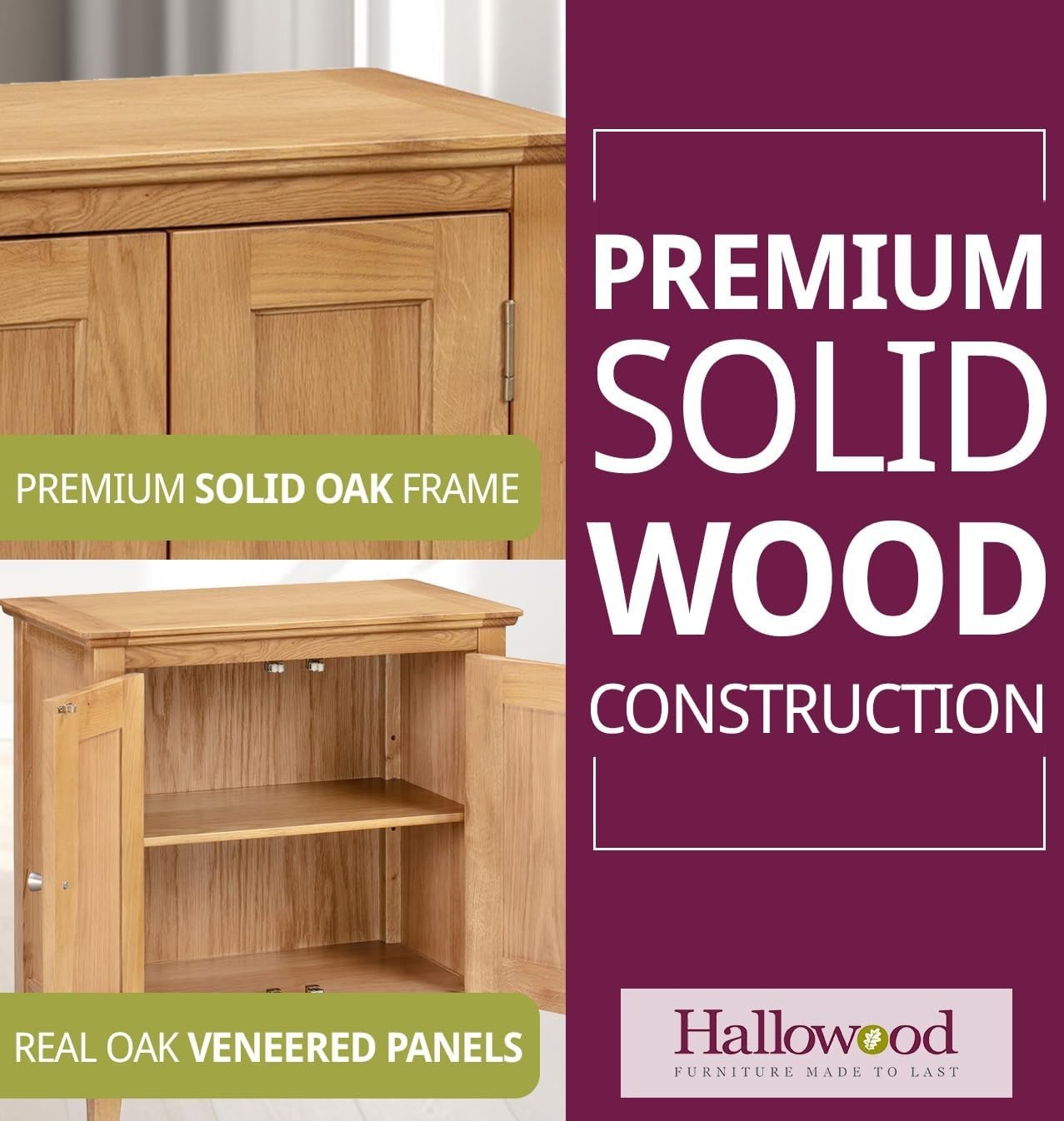 Small Solid Oak Shoe Cabinet with Adjustable Shelf, Stylish Hallway Storage