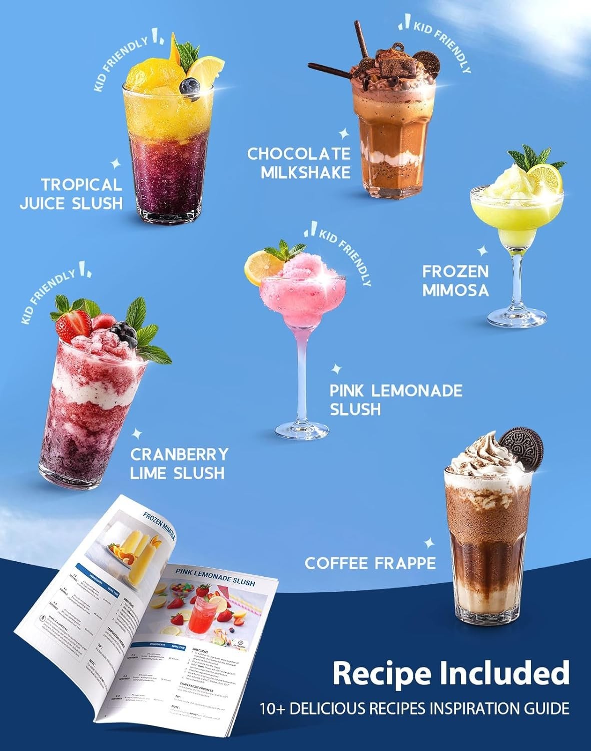 Frozen Slush Drink Maker 2L No Ice Self Cleaning 7 Presets Touch Screen