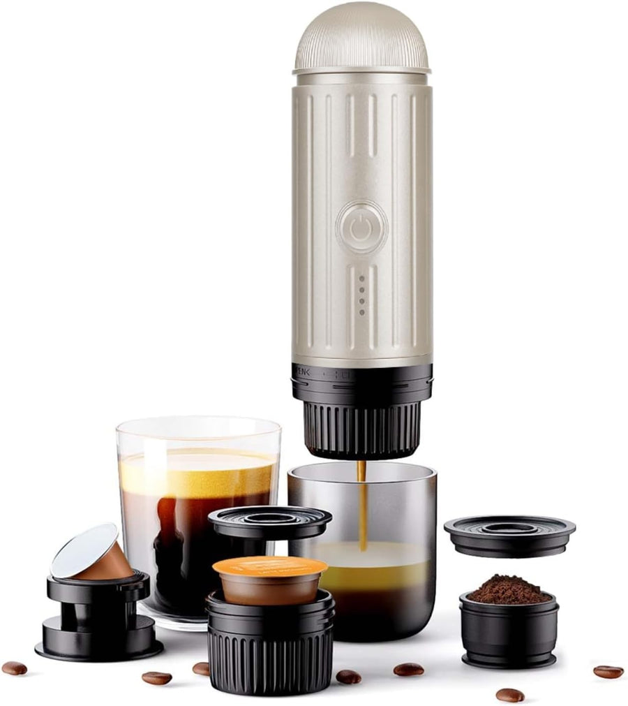 3-in-1 Portable Espresso Maker 19Bar Travel Coffee Machine USB-C Heat & Brew