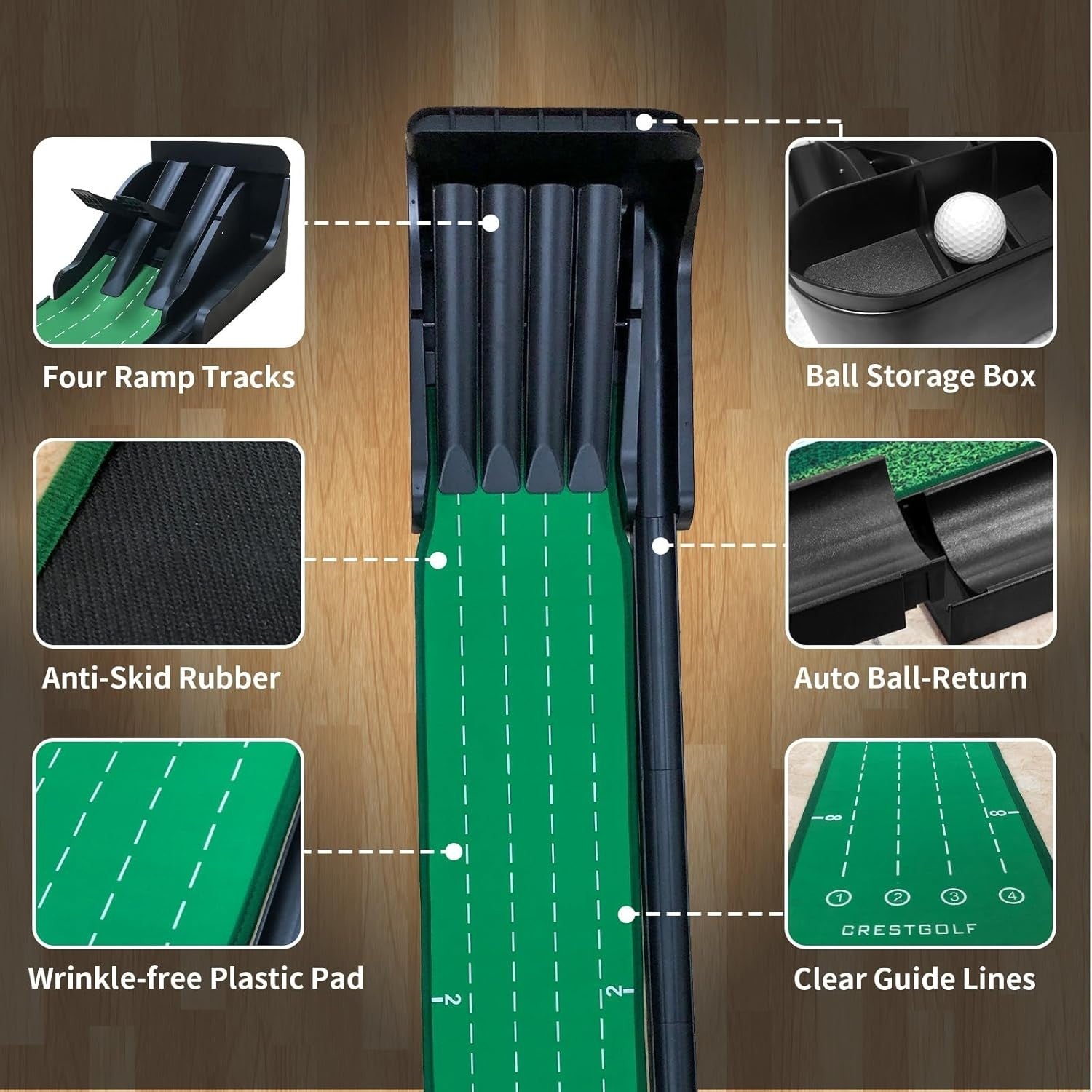 Golf Putting Mat Automatic Ball Return Indoor Outdoor 9ft Practice Trainer