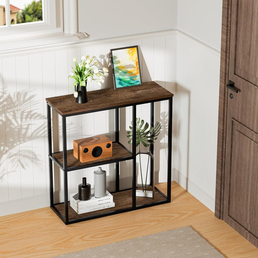 Small Console Table 80x30x80cm | Storage Shelves | Modern Entryway Organizer