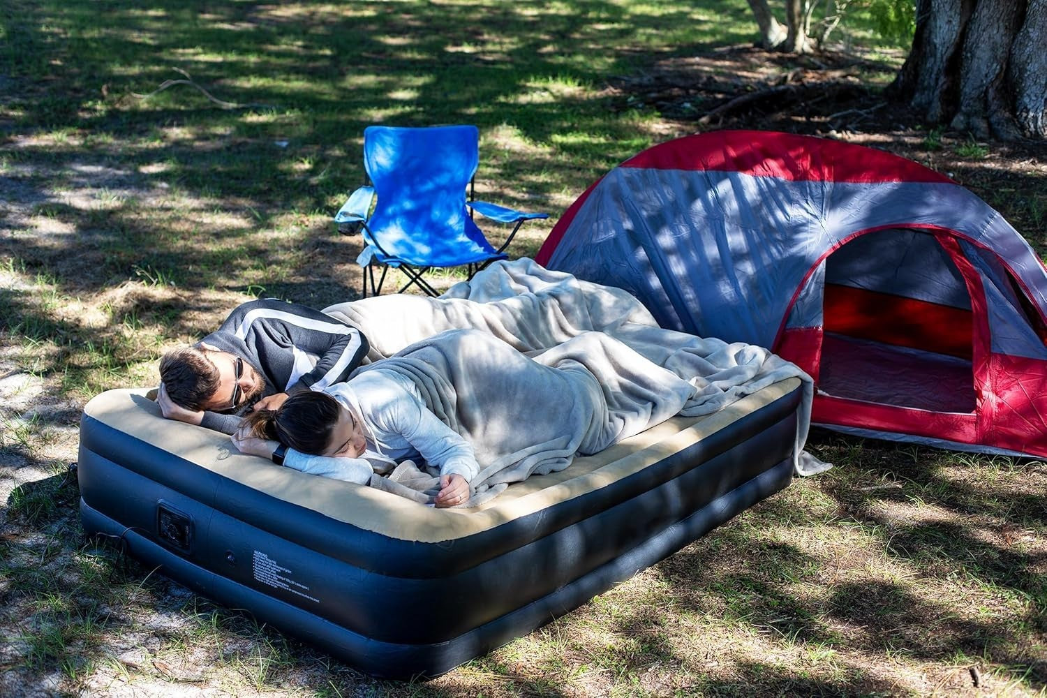 Double Inflatable Air Bed Mattress Built-In Electric Pump Raised