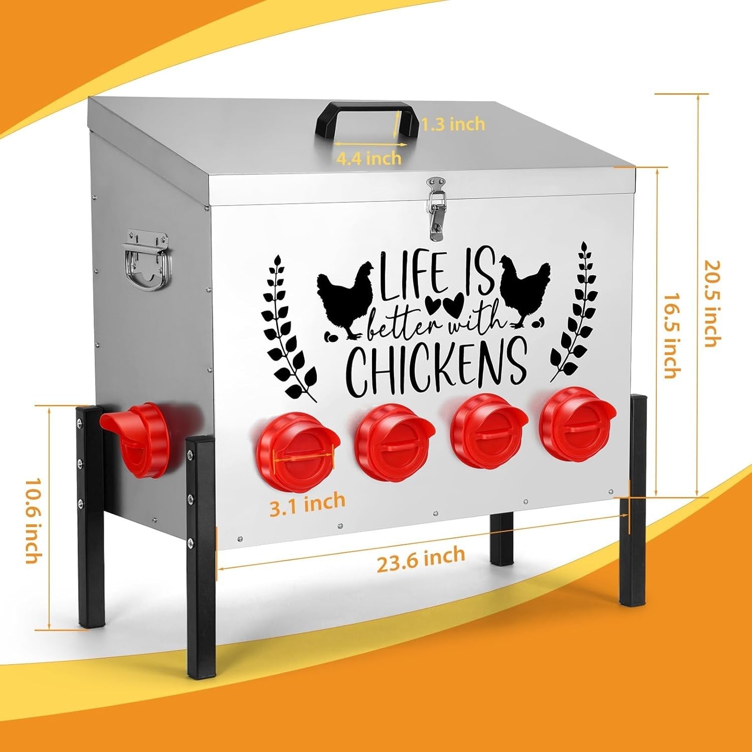 95lb Chicken Feeder 10 Port Galvanised Metal No Waste