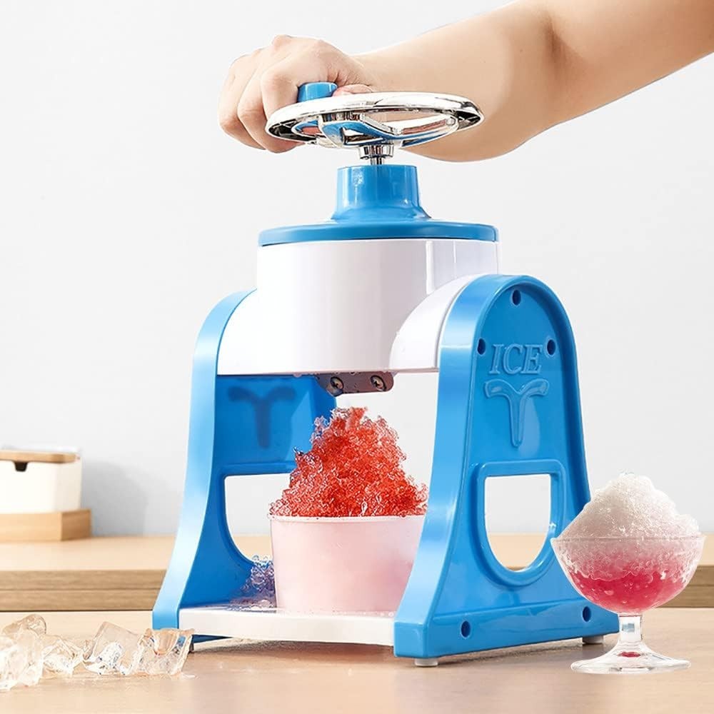 Manual Ice Crusher Hand Crank Snow Cone Slushie Maker Portable