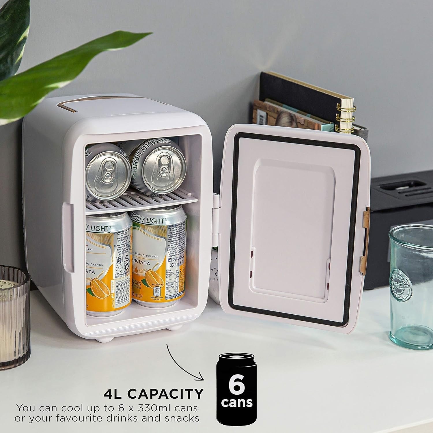Portable 4L Mini Cooler & Warmer Scandi Style for Office Bedroom Car White