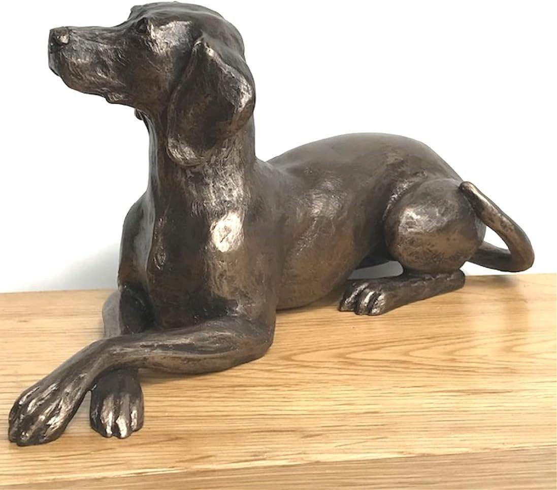 Cold Cast Bronze Dog Ornament • Heavyweight Weimaraner Figurine 23.5cm • Decor