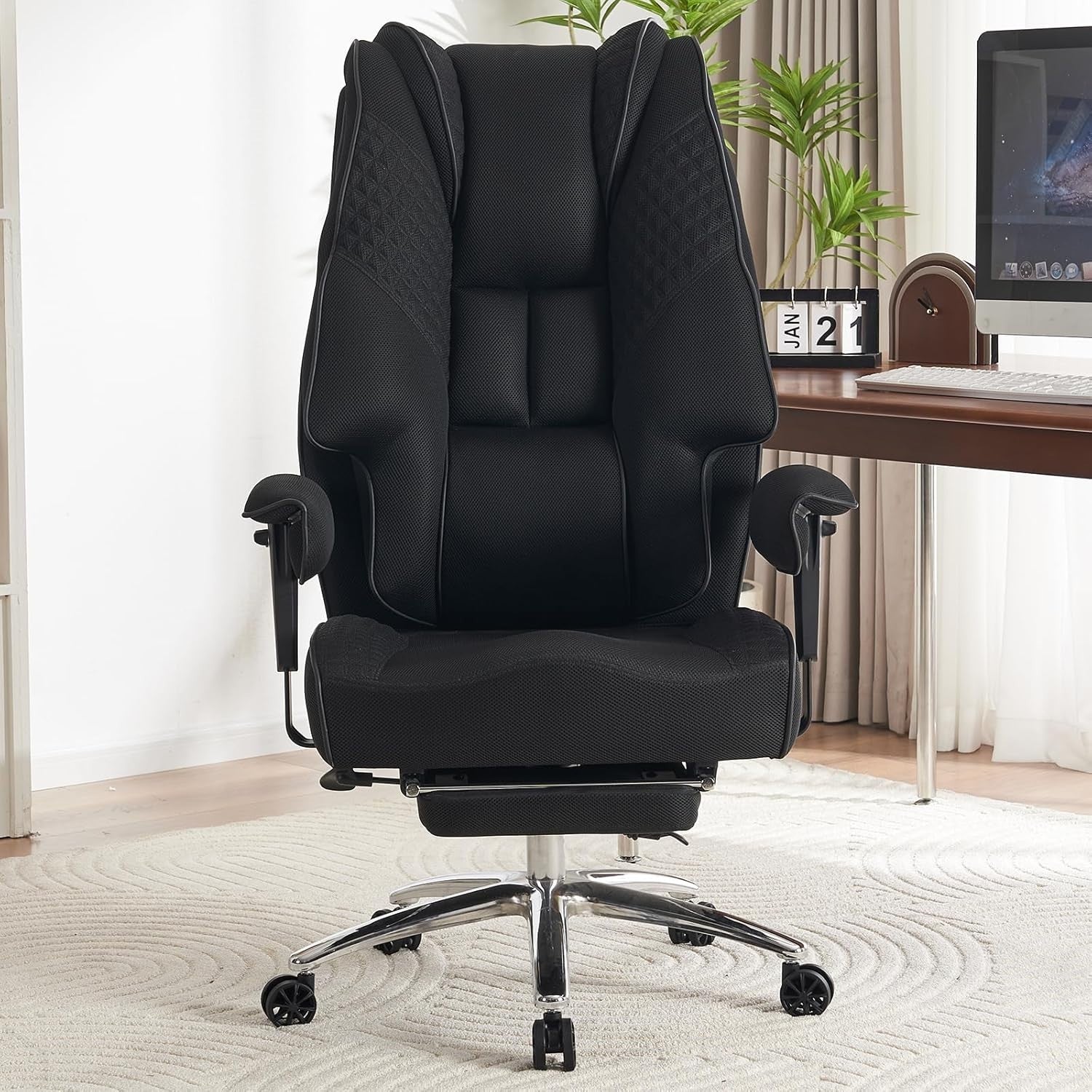Big & Tall Mesh Office Chair 400 lbs Heavy Duty Recliner Ergonomic Desk Seat