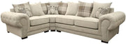 Beige Corner Sofa 4-Seater Sectional with Scatter Cushions & Chenille Fabric