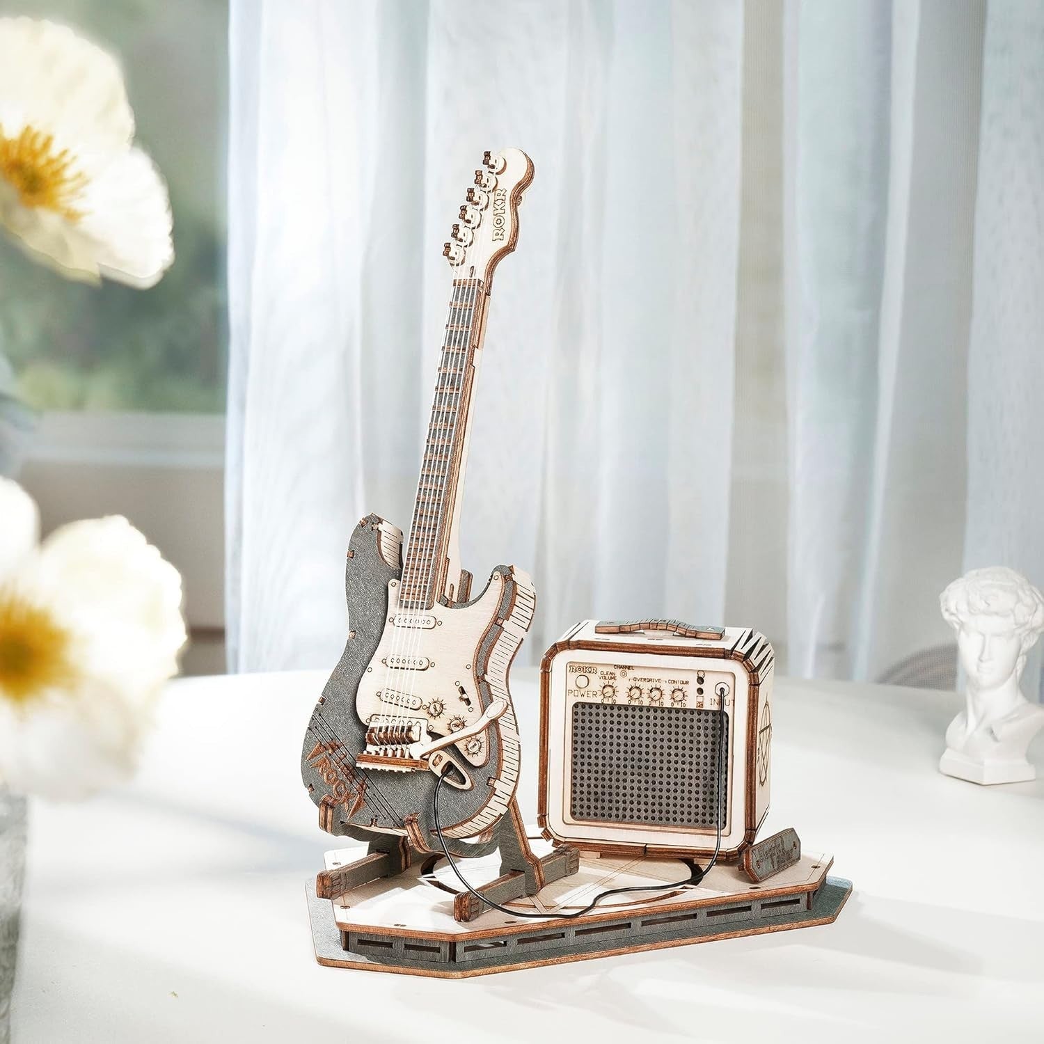 3D Wooden Guitar Puzzle Model Kit – DIY Craft, Musical Instrument Decor
