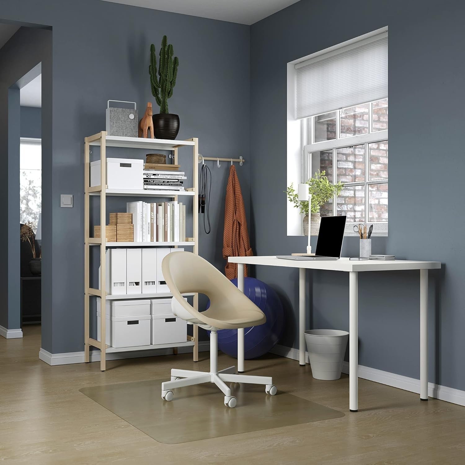 White Office Desk 120x60cm Modern Minimal Work Study Table w/Wood Frame