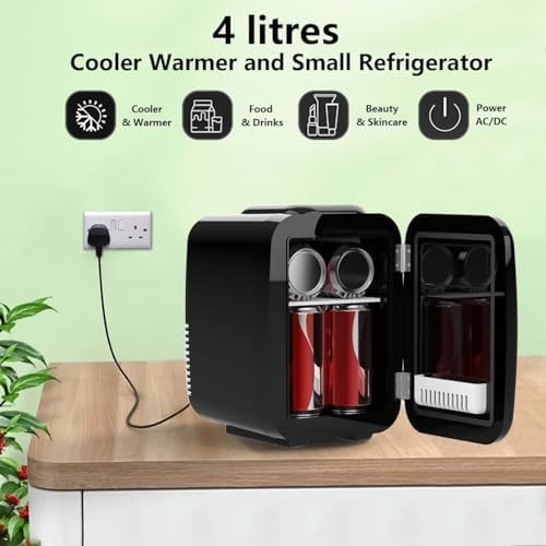 4L Mini Fridge Cooler & Warmer | Compact, Quiet, Energy Efficient Black
