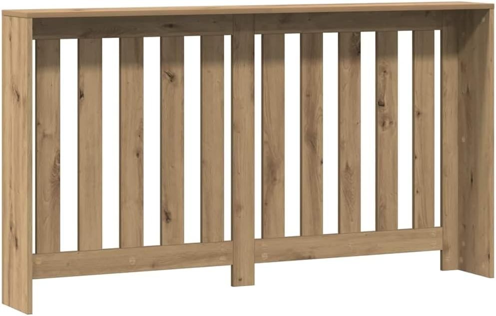 Oak Radiator Cover Shelf | Modern Slatted MDF Cabinet 149x20x82cm