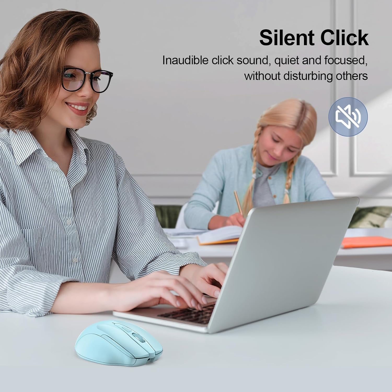 Tri Mode Bluetooth Wireless Mouse Rechargeable Silent Ergonomic 4800DPI Blue