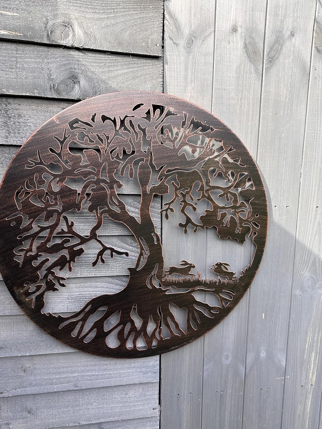 Bronze Tree of Life Wall Art 60cm Boxing Hares Indoor Outdoor