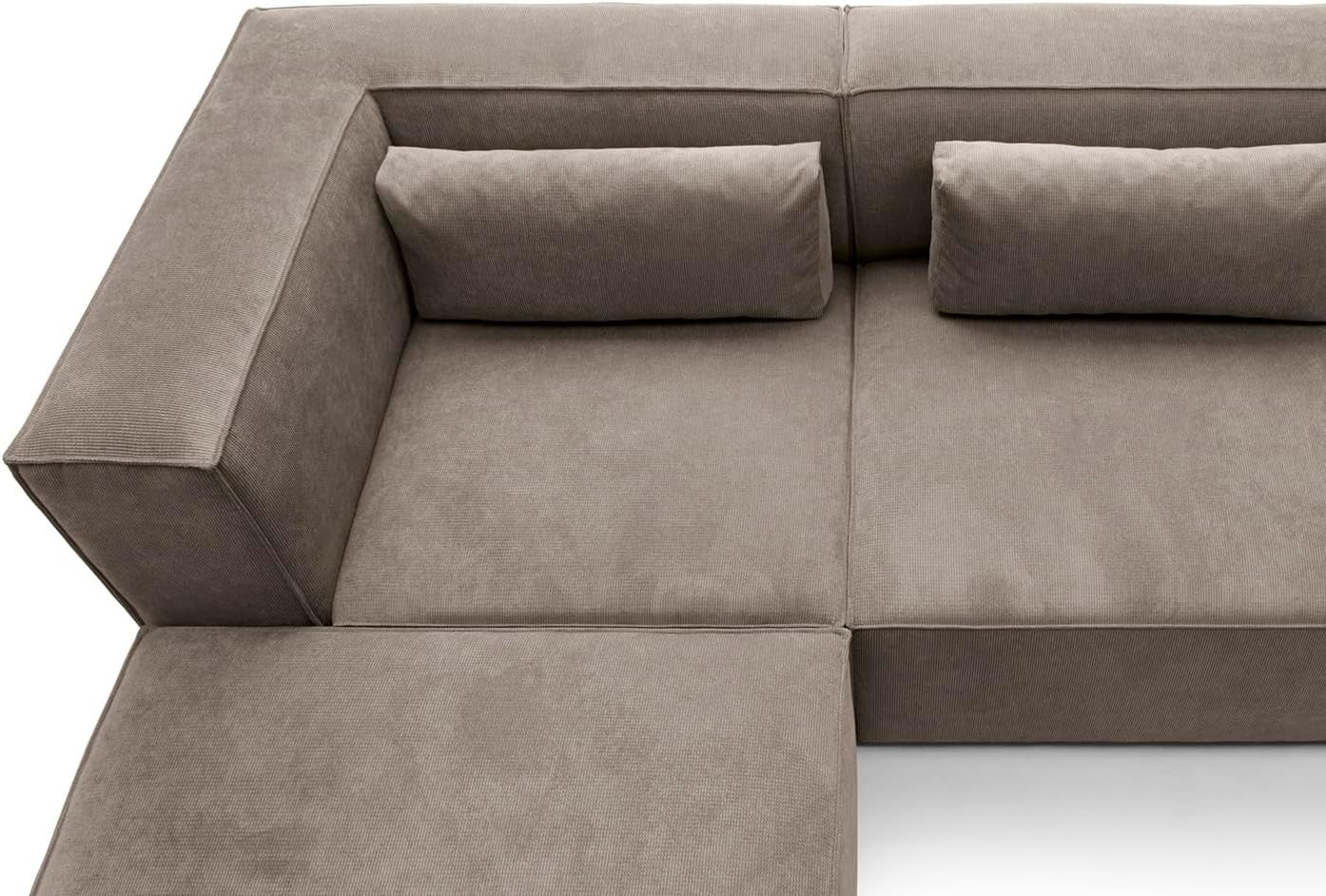 Modular 4 Seater Sofa Brown Cord Chenille | Space-Saving, Modern, Comfy