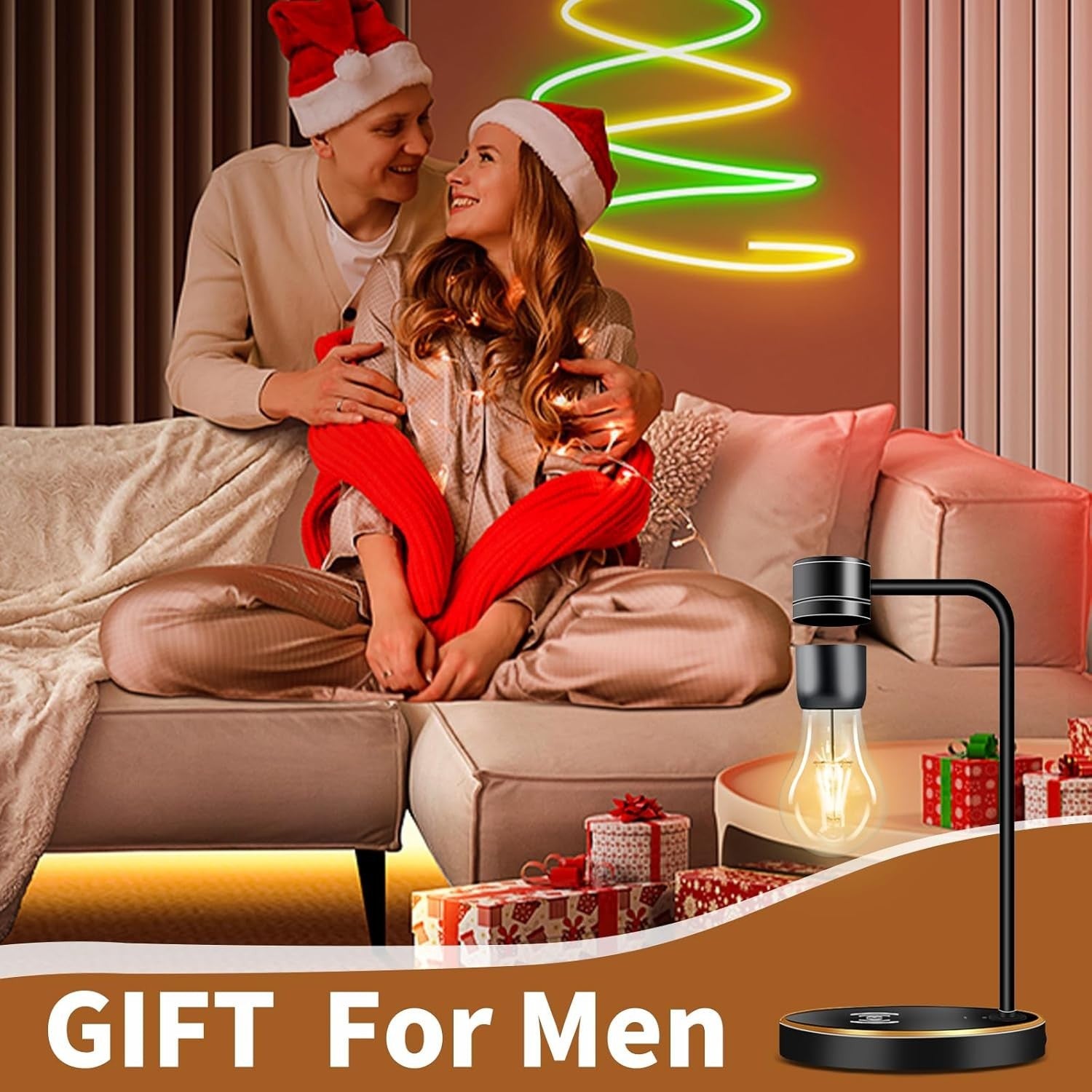 Magnetic Levitating LED Lamp with Wireless Charger, 360° Rotating Desk Light