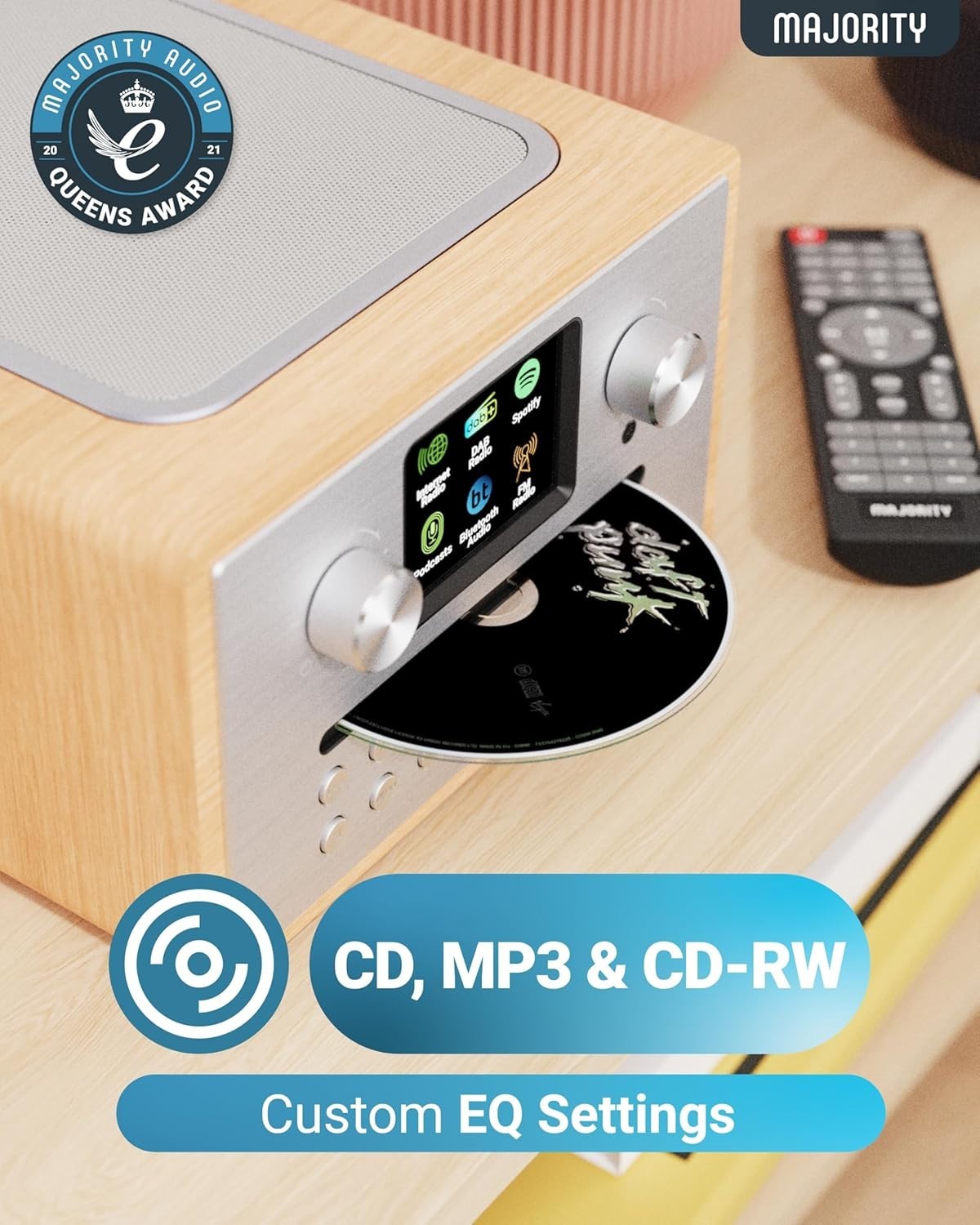 Internet DAB+ CD Player Bluetooth WiFi Radio with Spotify, Alarms & Remote