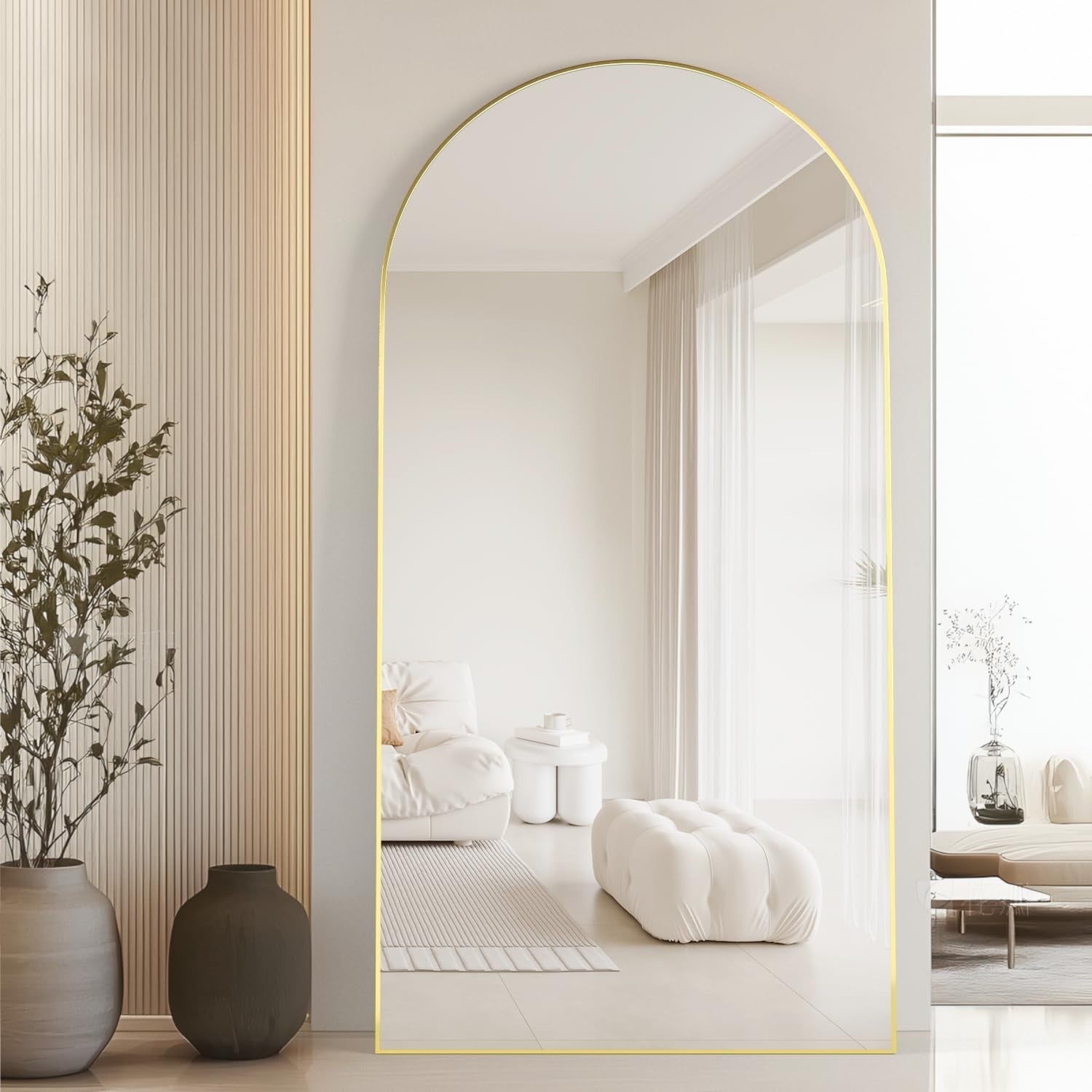 XL Gold Arched Full Length Mirror 180x80cm Wall Leaning Dressing Room Décor