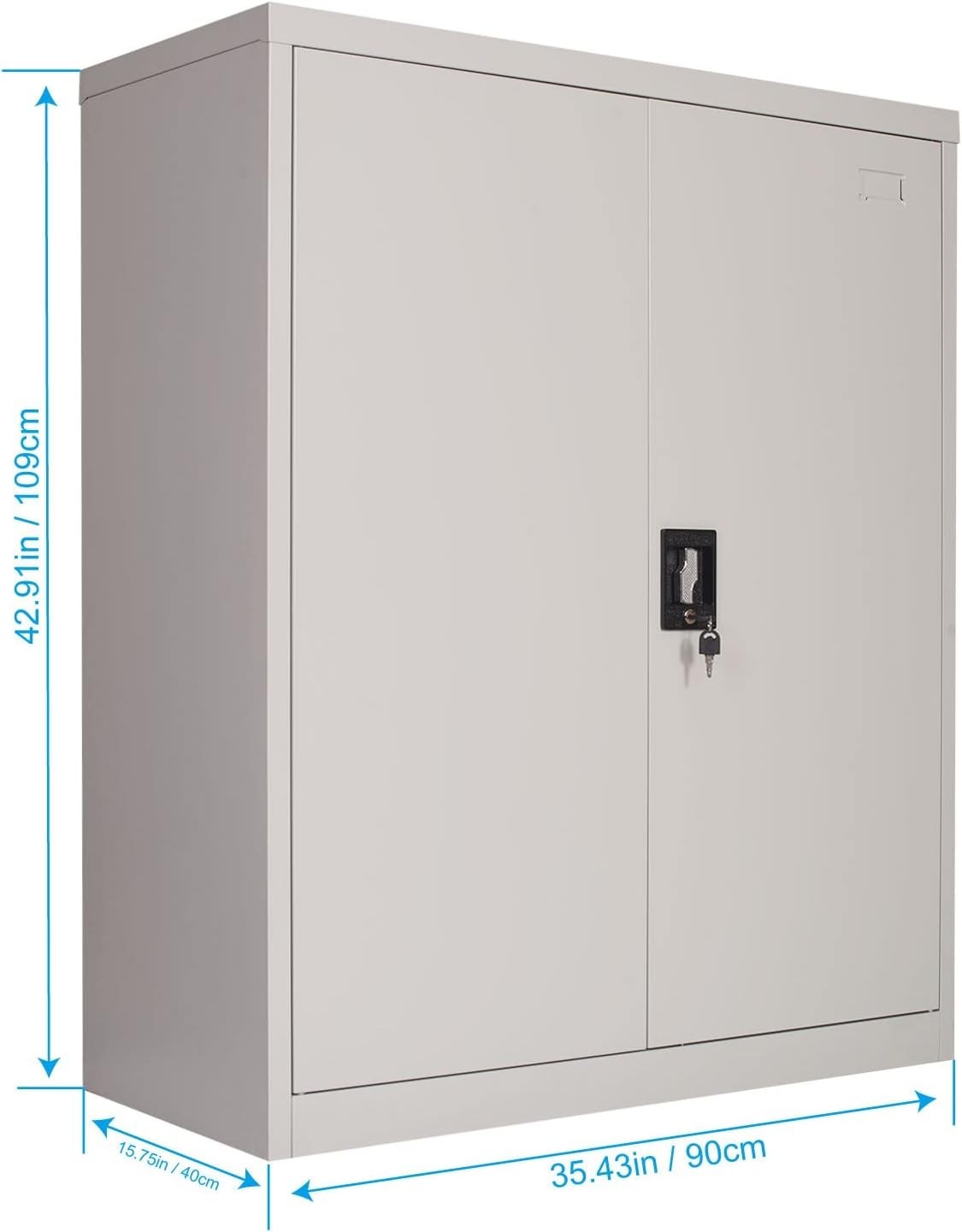 Lockable Metal Storage Cabinet 4 Tier Adjustable Shelves Heavy Duty