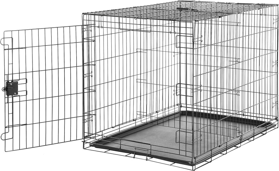 Extra Large Foldable Metal Dog Crate with Tray – Durable Single Door Cage